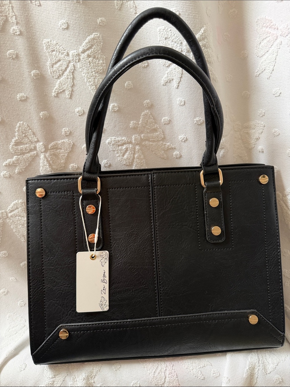 Classic Black Structured Tote Bag by